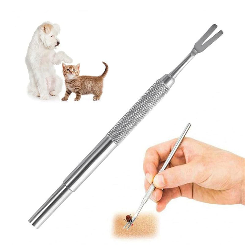 Nollary Tick Remover Tools for Dogs Cats, 2Pcs Stainless Steel Ticks Remove Kit, Professional Tick Removal Tweezers and Tick Extract Hook for Pets, Come with Storage Box - PawsPlanet Australia