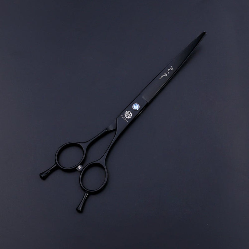 Purple Dragon 7.0/8.0 inch Professional Dog Grooming Hair Cutting Scissor &Curved Scissor&Chunker Shear Kit with Bag - for Pet Groomer or Family DIY Pet Use 7.0 inch Black - PawsPlanet Australia