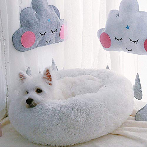 [Australia] - TINTON LIFE Luxury Faux Fur Pet Bed for Cats Small Dogs Round Donut Cuddler Oval Plush Cozy Self-Warming Cat Bed for Improved Sleep S 19.7x19.7x7.1" Dark grey 