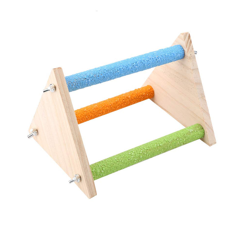 Tnfeeon Wooden Perch for Bird, Colorful Bird Cage Standing Toy Grinding Claw Perches toy for Parrots Parakeets Macaws Pet Birds[Triangle] - PawsPlanet Australia