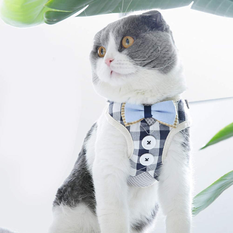 ViaGasaFamido Cat Harness Leash, Polyester Breathable Mesh Vest-style Pet Chest Strap Harness Adjustable Cat Harness with Pulling Traction Leash Rope for Cat Dog Walking(M) M - PawsPlanet Australia