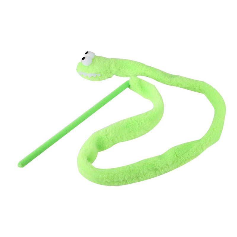 TOPINCN Cat Interactive Toy Funny Cartoon Snake-Shaped Soft Plush Teaser Pet Cats Kitten Exercising Playing Toy Catcher Rod Stick(Green) Green - PawsPlanet Australia