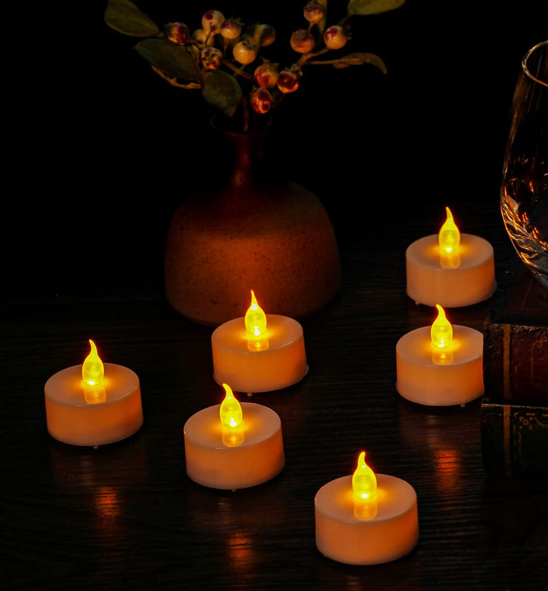 Anziner 12 Pack Flameless LED Tealight Candles，Realistic and Bright Flickering Bulb Battery Operated Flameless LED Tea Light Ideal for Parties, Weddings, Birthdays,Hollween, Gifts and Home. Warm Yellow-12pack - PawsPlanet Australia