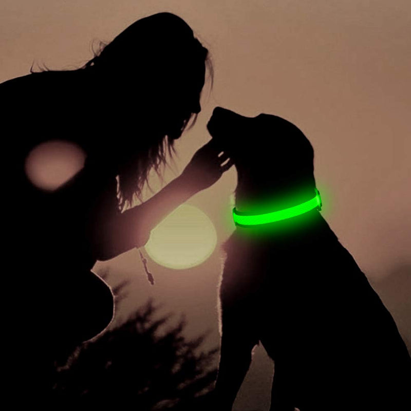 [Australia] - HiGuard LED Dog Collar, USB Rechargeable Light Up Glowing Pet Collar, Comfortable Soft Mesh Safety Dog Collar for Small, Medium, Large Dogs Medium Collar[14"-20" inch / 35.5-51cm] Neon Green 