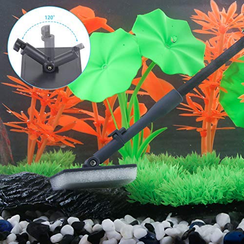 Carefree Fish Carbon Fiber Aquarium Cleaning Tools 7 in 1 Fish Tank Cleaner Kit Long Scrubber Brushes Set Glass Sponge Pipe Brush Fish Net Gravel Rake Algae Scraper Suit with Extendable Handle - PawsPlanet Australia