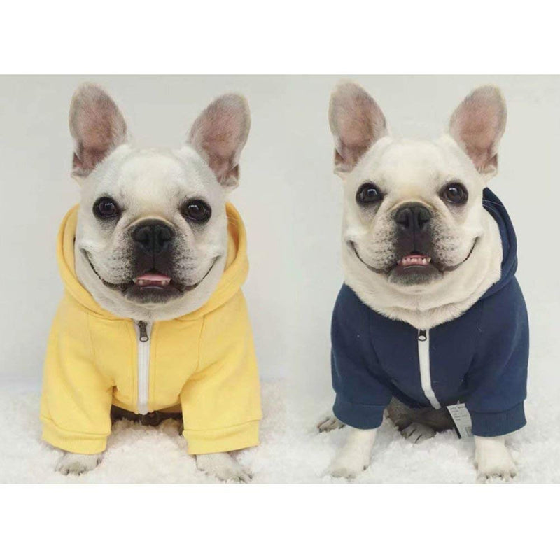 meioro Dog Clothes Hoodies Pet Cat Warm Soft Cotton Zipper Sweater Coat French Bulldog Pug (XS, Dark Blue) X-Small - PawsPlanet Australia