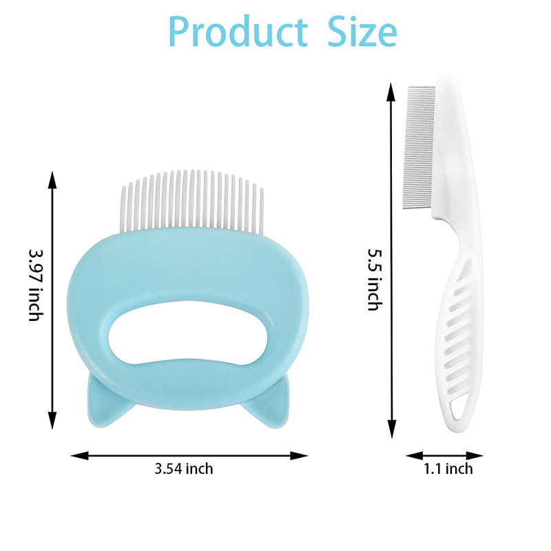 JIMEJV 2 Pcs Cat Massage Brush, Pet Comb for Short and Long Hair, Gentle Cat Shell Comb for Grooming, Dogs Cat Hair Removal Brush for Deshedding Shedding Matted Fur, Knots and Tangles (Blue) Blue - PawsPlanet Australia