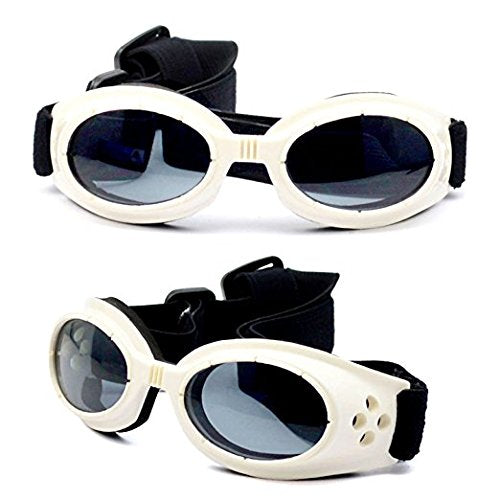 Sport Pet Dog Sunglasses Anti-UV400 Eye Protection Goggles Waterproof Windproof Anti-Fog Fashion Sunglasses for Small Pet Puppy Cat White - PawsPlanet Australia