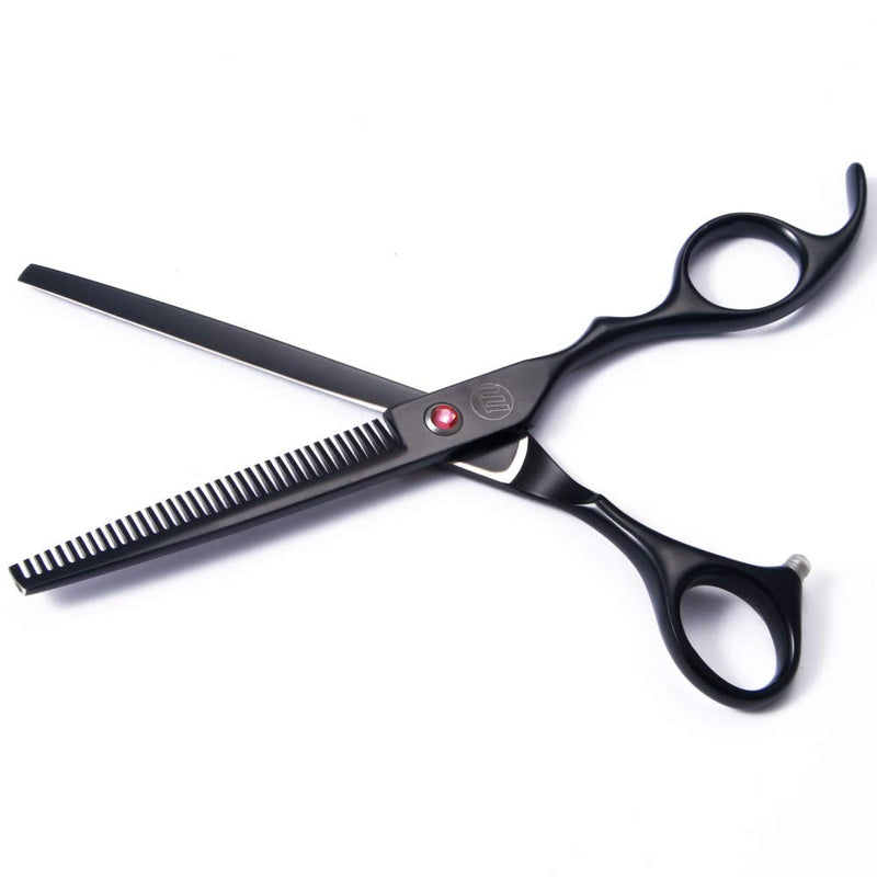 Moontay Professional Dog Grooming Scissors Set, 7 Inch/8 Inch Pet Grooming Scissors Chunkers Shears for Dog, Curved Dog Grooming Scissors, Thinning Shears for Dog with Grooming Comb 7 Inch (Pack of 5) Black - PawsPlanet Australia