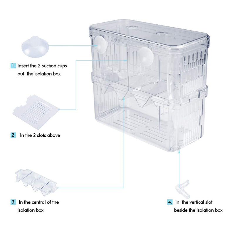 ZUDZUW Fish Breeding Box Isolation Box Aquarium Fish Tank Hatchery Incubator Breeder Box Fish Breeding Tanks Breeder Isolation Divider Hatching Boxes with Suction Cups ( S) A - PawsPlanet Australia