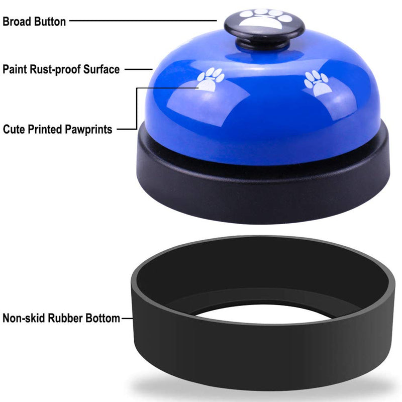 Comsmart Dog Training Bell, Set of 2 Dog Puppy Pet Potty Training Bells, Dog Cat Door Bell Tell Bell with Non-Skid Rubber Base Blue - PawsPlanet Australia