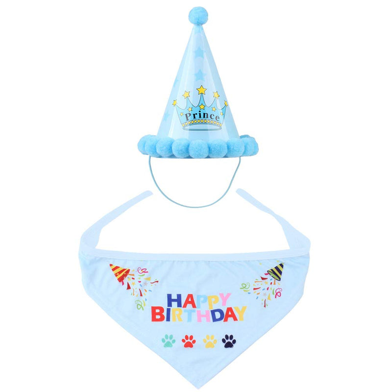 Minishark Dog Birthday Bandana Scarfs with Cute Doggie Party Hat (Blue) Blue - PawsPlanet Australia