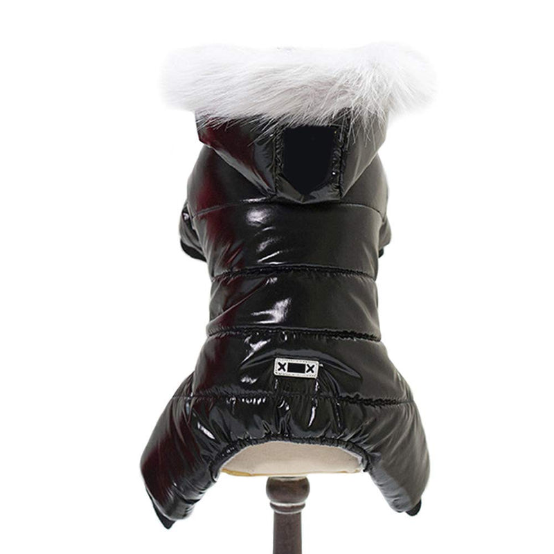 [Australia] - MUYAOPET Waterproof Pet Clothes for Dog Winter Warm Dog Jacket Coat Dog Hooded Jumpsuit Snowsuit L Black 