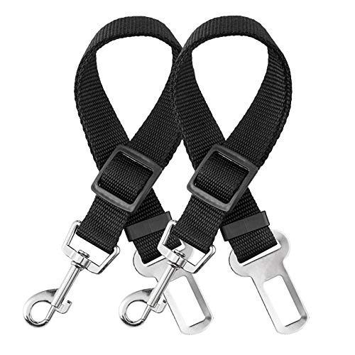 [Pack of 2] Dog Seat Belt, elloLife Adjustable Dog Seat Belt Safety Harness for Car for All Dog Breeds Cats & Car Types, Black - PawsPlanet Australia