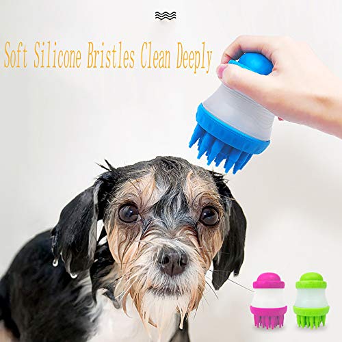 Xuenisidan Pet Bath Brush Massage Soft Rubber Washing Tool with Built-in Shampoo for Dogs and Cats (blue) blue - PawsPlanet Australia