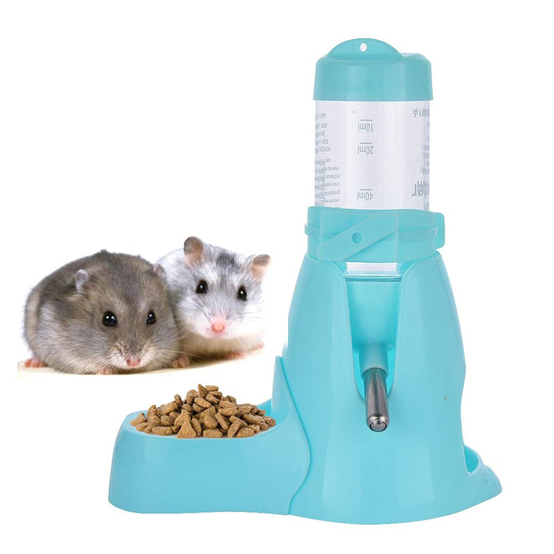 Guardians Hamster Water Bottle,Little Pet Automatic Drinking Bottle with Food Container Base Hut Hanging Water Feeding Bottles Auto Dispenser for Small Animals 80ml Blue - PawsPlanet Australia