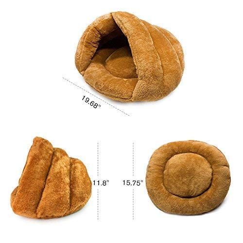 [Australia] - Zuckbergs Soft Cat Bed Tent Self-Warming Bed Sleeping Bed Winter/Spring Cats Pets Puppy Fleece Covered Hooded Pet Cave Cat Puppies Indoor Pet Triangle Nest camel 