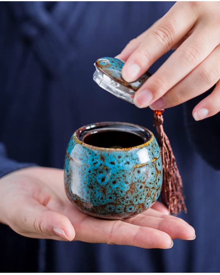 talkzxmy Small Hand Ceramics Keepsake Urns for Human Ashes Mini Cremation Urn，Mini Funeral Cremation Urns ，Ashes Keepsake Memorial Ashes Holder (Blue) Blue - PawsPlanet Australia