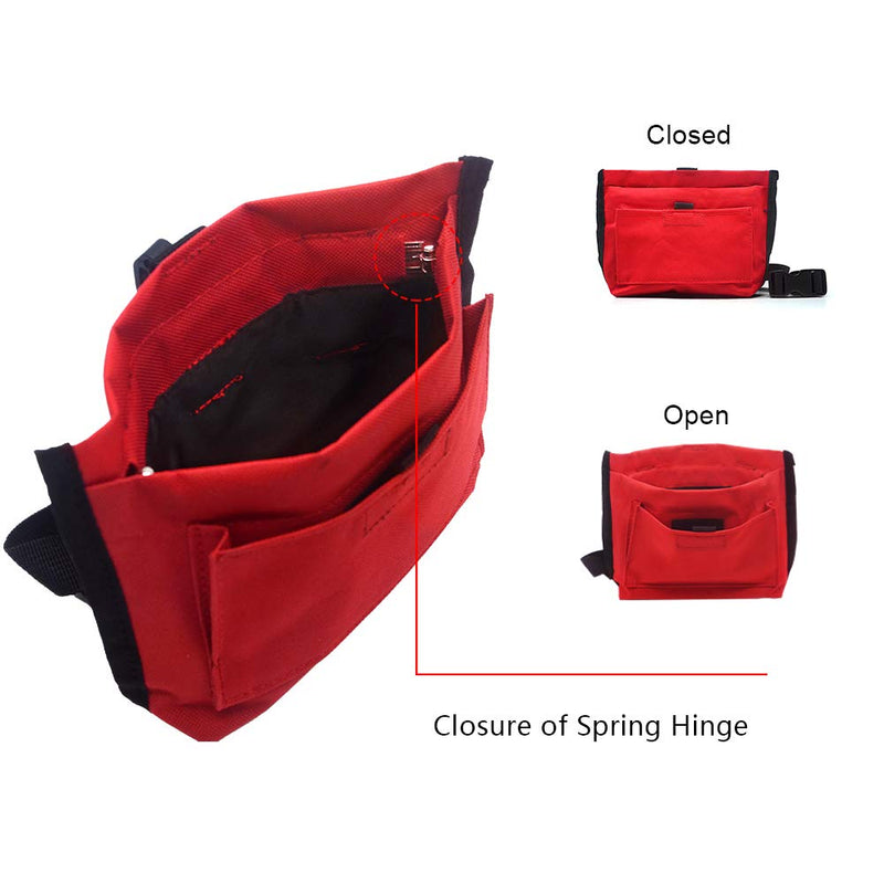 Wellbro Dog Treat Pouch, Handy Pet Training Waist Bag with Fast Spring Hinge and Front Pocket, Easy to Carry Treats and Toys, for Rapid Reward to Pets Red - PawsPlanet Australia