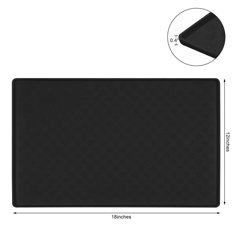 TORASO 2 Pack(18"x12") Silicone Waterproof Pet Feeding Mats, Food Mats, Pet Placemat for Dog and Cat, Mat for Prevent Food and Water Overflow, Non Slip, Washable, Easy Clean 1 pc Black - PawsPlanet Australia