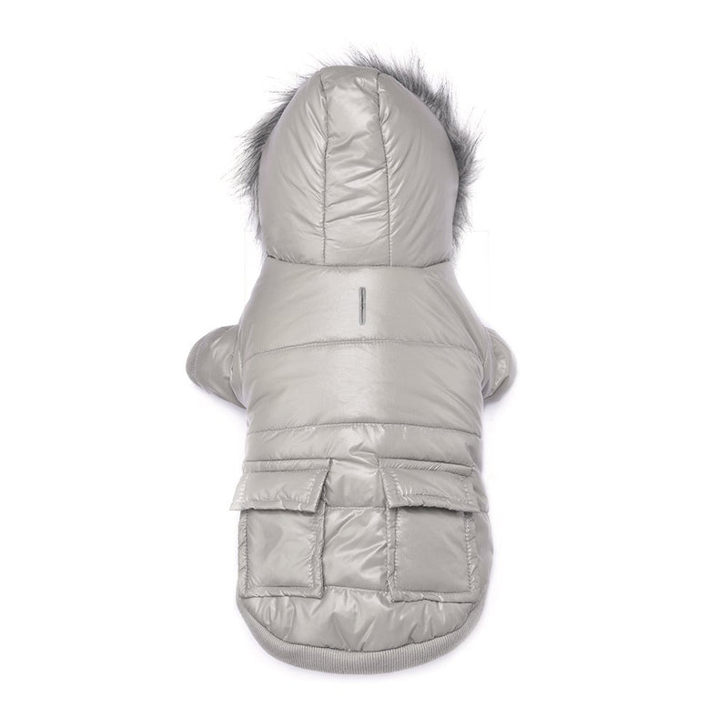 Namsan Pet Puppy Dog Clothes Waterproof and Windproof Hoodie Winter Warm Apparel Coat Outwear -Gray -Extra Large XL-Bust:15-17"(39-43cm) Gray - PawsPlanet Australia