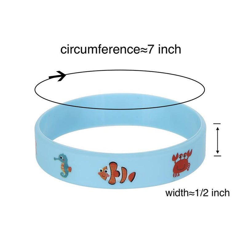 24 Pack Under the Sea Silicone Wristbands Bracelets, Ocean Life Animal Birthday Decoration Party Favors for Kids - PawsPlanet Australia