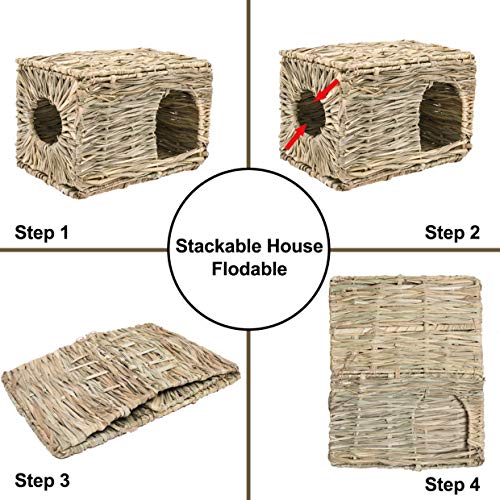 [Australia] - PAWCHIE Grass House for Rabbits, Guinea Pigs, Natural Seagrass Hand Woven Folding for Small Animals 