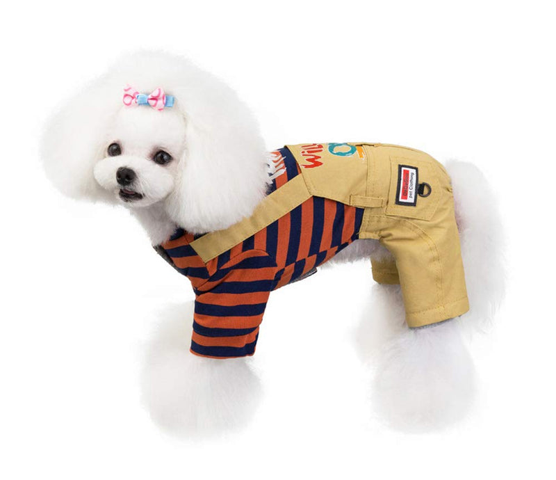 Izefia Dog Coat Clothes Hoodies Jumpsuit Dog Clothing Thickened Cotton Jeans Overall Fleece Warm Sweater 4 Legs Jacket Sweat Shirt for Small Dog Medium Cat (Orange,S) Orange - PawsPlanet Australia