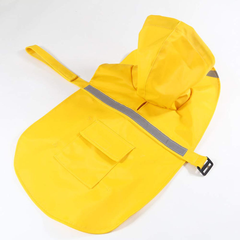 [Australia] - HAPEE Dog Raincoats for Dogs with Reflective Strip Hoodie,Rain Poncho Jacket Back Length 16" 13-Yellow 