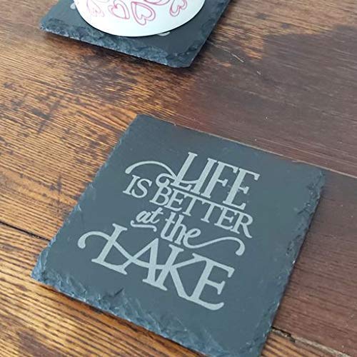 Life is Better at the Lake Slate Coasters Set, Lake House Decor, Xmas Gifts, Lakehouse Gifts, Cottage Cabin - PawsPlanet Australia