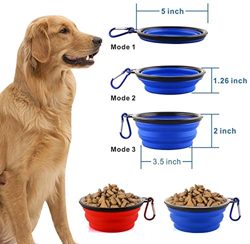 MMBOX Dog/CAT Bowl,Silicone Portable Foldable Water Bowls with Carabiner Clip for Travel (4Pack) 4Pack - PawsPlanet Australia