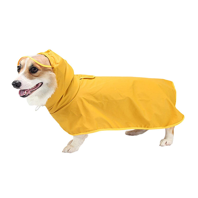 Podazz Dog Raincoat Small Medium Dog Poncho with Hood, Pet PU Rain coat for Dogs Cats Apparel Clothes, Ultra-Light Breathable Dog Rain Jacket for Puppies Small Medium Dogs Yellow L - PawsPlanet Australia