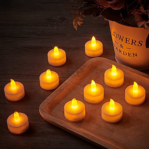 Flameless Led Tea Light Candles ,Pack of 12 Realistic and Bright Flickering Battery Operated Tea Lights for Seasonal and Festival Celebration,Electric Fake Candle in Warm Yellow - PawsPlanet Australia