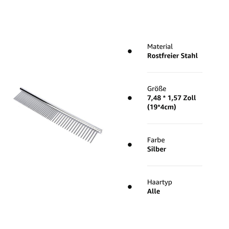 ZIMINGU Stainless Steel Pet Grooming Comb, Shedding Comb Tool Poodle Finishing Butter Comb Professional Cat and Dog Grooming Comb - PawsPlanet Australia