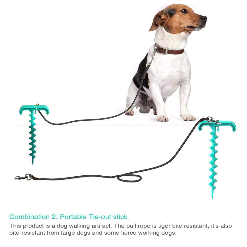 Dog Stake Ground Spike for Dogs Dog Spikes for Ground Spiral Ground Anchor with Dog Tie Out Outdoor Dog Pegs Tie Folding Ring Stake Screw Yard Tie Out Spike for Dogs Blue - PawsPlanet Australia