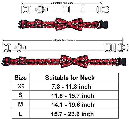 Moonpet Xmas Christmas Dog Collar with Bow Tie - 100% Cotton Nylon Design Adjustable Handmade Dog Collar - Cute Fashion for Small Medium Large Dogs-M M:neck 15 "- 19 ", ,1.0’’ width - PawsPlanet Australia