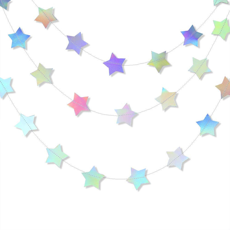 39Ft Iridescent Party Supplies Hanging Stars Garlands For Birthday Party Decor Iridescent Silver Star Banner For Unicorn Party Decorations Holographic Silver Laser Paper Star Streamers For Baby Shower - PawsPlanet Australia