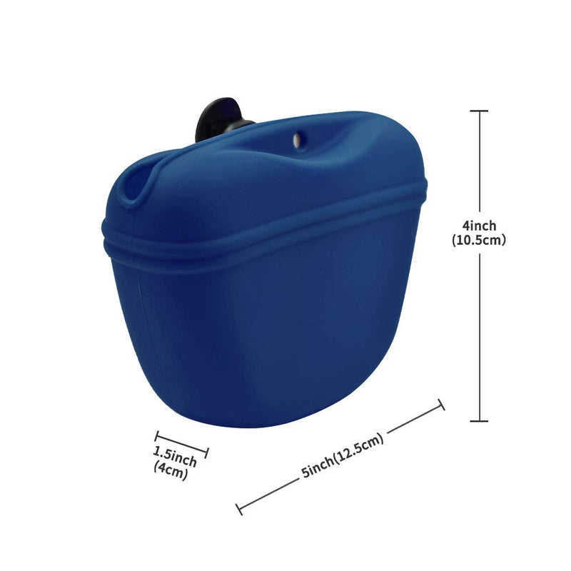 [Australia] - AUDWUD- Silicone Dog Treat Pouch - Clip on Portable Training Container – Convenient Magnetic Buckle Closing and Waist Clip - BPA Free navy blue 