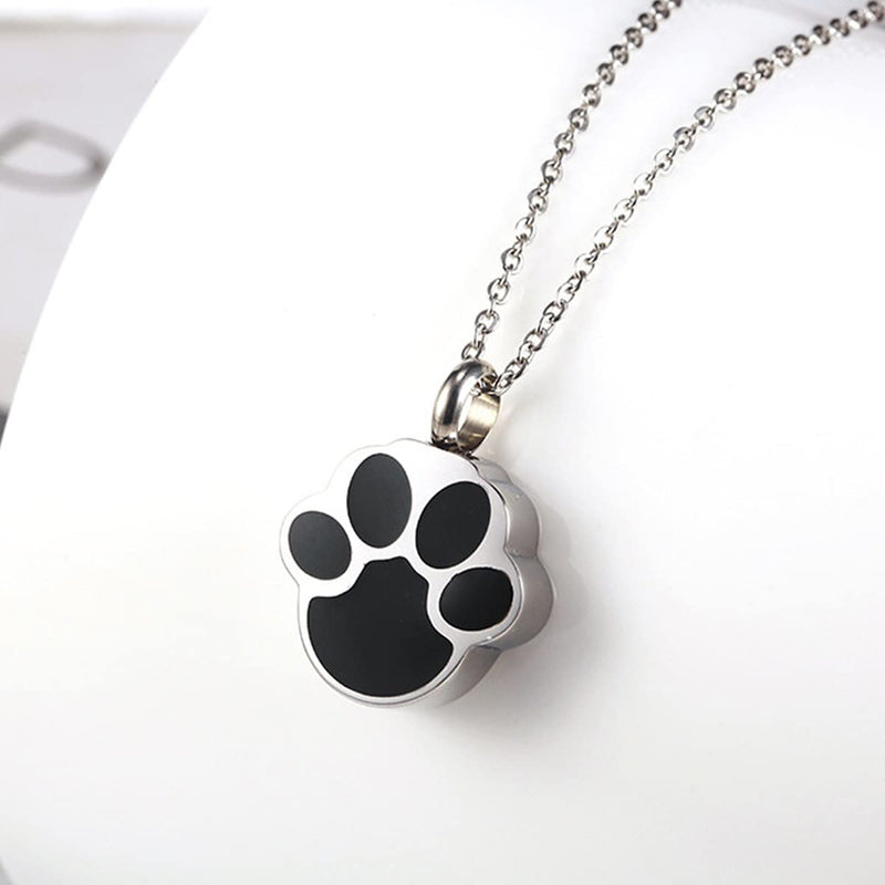 通用 Dog Paw Urn Necklace Pet Urn Pendant Stainless Steel Cremation Urn Necklace Funnel Kit for Human Pet Ashes Keepsake - PawsPlanet Australia