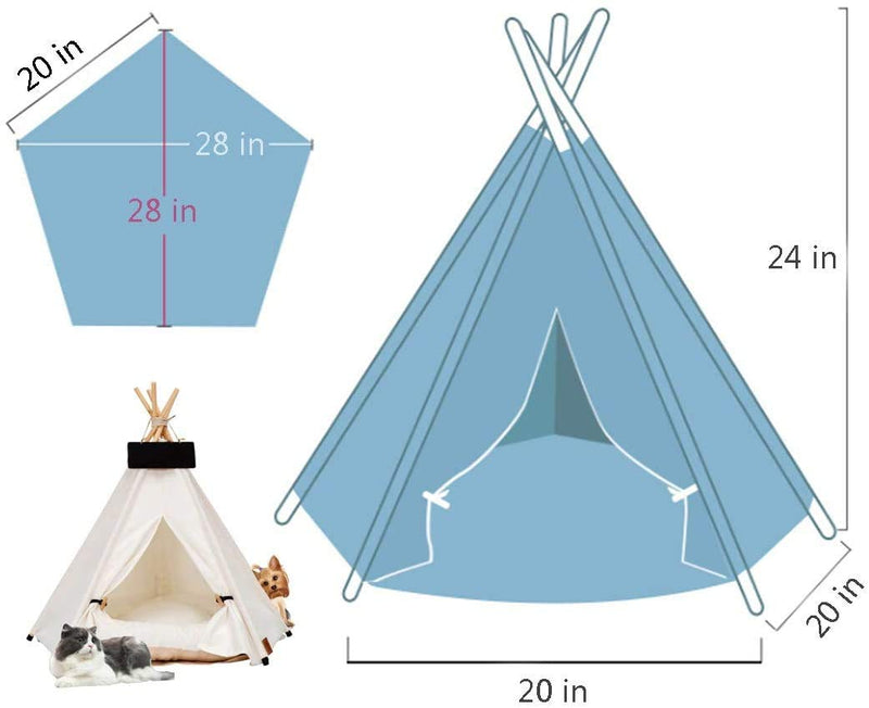JOUDOO Pet Teepee Tent for Small Dogs or Cats Portable Puppy Sweet Bed Washable Dog or Cat Houses with Cushion star - PawsPlanet Australia