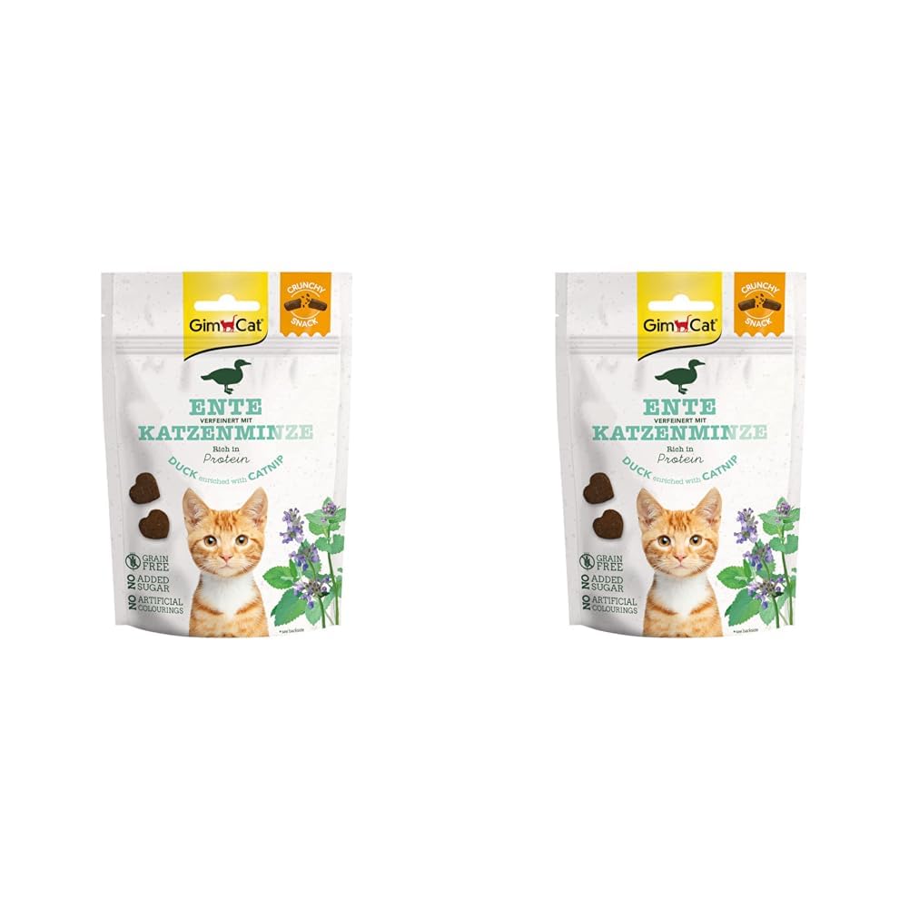 GimCat Crunchy Snacks Duck with Catnip - Crunchy and protein-rich cat treat with no added sugar - 1 bag (1 x 50 g) (pack of 2) - PawsPlanet Australia