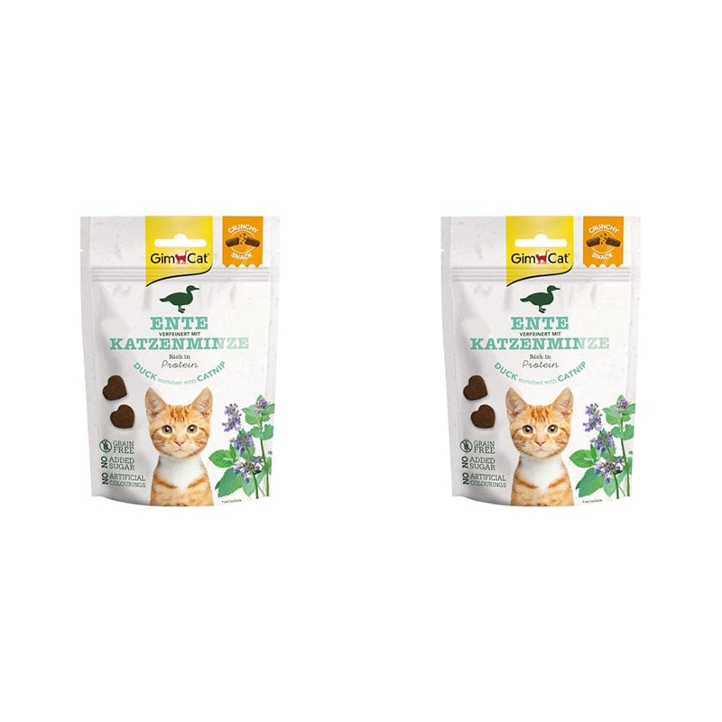 GimCat Crunchy Snacks Duck with Catnip - Crunchy and protein-rich cat treat with no added sugar - 1 bag (1 x 50 g) (pack of 2) - PawsPlanet Australia