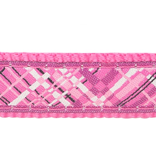 Red Dingo Flanno Design Cat Collar, 12 mm x 20-32 cm, Hot Pink - PawsPlanet Australia