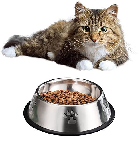 SUOXU Stainless Steel Dog Bowls,Cat Feeding Bowls,Kitten Plate Bowls With Non-slip Rubber Bases, Small Pet Feeder Bowls And Water Bowls,Pack of 2 XS-15cm(Pack of 2) - PawsPlanet Australia