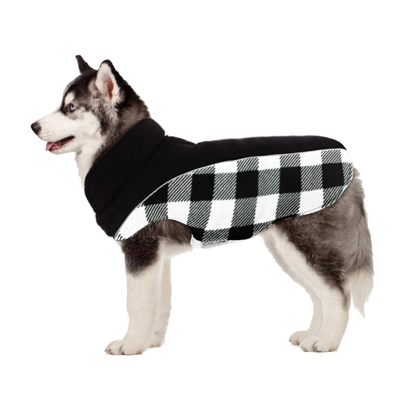 Kuoser Reversible Dog Cold Weather Coat, Reflective Waterproof Winter Pet Jacket, British Style Plaid Dog Coat Warm Cotton Lined Vest Windproof Outdoor Apparel for Small Medium and Large Dogs X-Small (Pack of 1) Black - PawsPlanet Australia