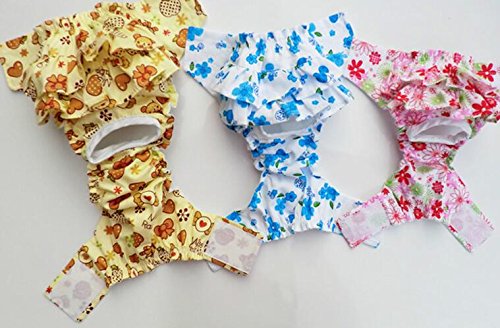 [Australia] - Dogs Kingdom 3Pcs Nice Dog Small Floral Diaper Skirt Female Girl Sanitary Pant Dress Underwear For Small Dogs Breed M Random-3pcs 