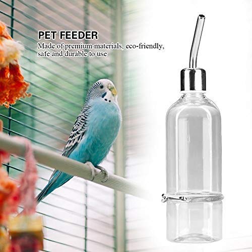 HEEPDD Parrot Water Feeder, 180ml Automatic Stainless Steel Nipple Water Feeding Bottle for Birds Hamster Rabbit Chinchilla Ferret(S) S - PawsPlanet Australia