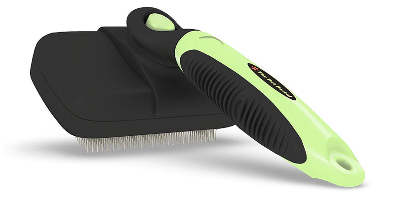 Pro Quality Self Cleaning Slicker Brush for Dogs and Cats - Easy to Clean Pet Grooming Brush Removes Mats, Tangles, and Loose Hair with Minimal Effort and Comfort - Suitable for Long or Short Hair - PawsPlanet Australia