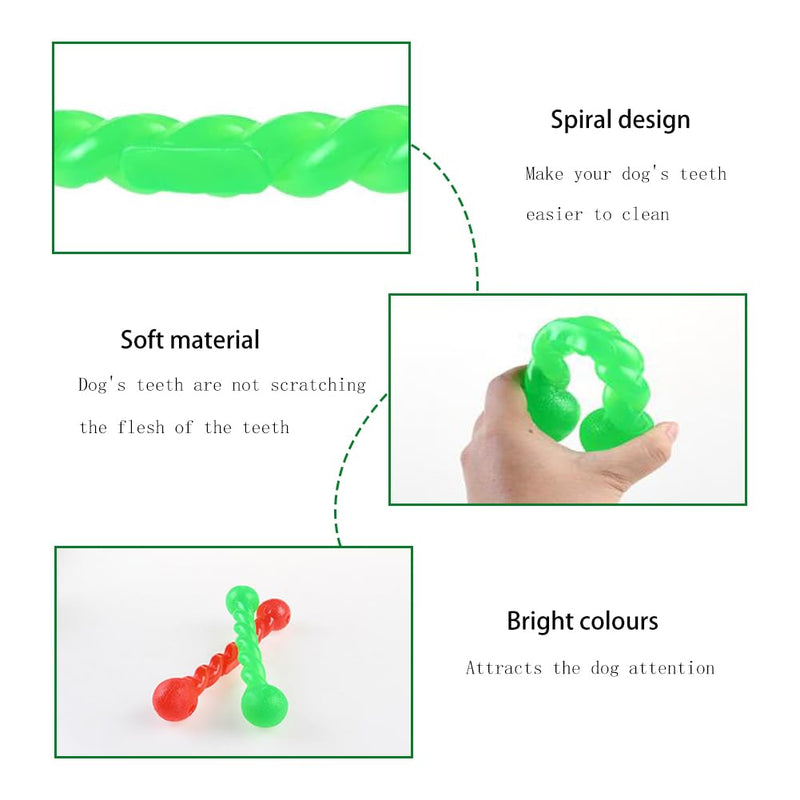Dog toys, 2 pieces rubber spiral chew bones, chew bones for puppies, dog chew toys, robust, durable, dog toys intelligence, dog toys for cleaning teeth and massaging gums - PawsPlanet Australia