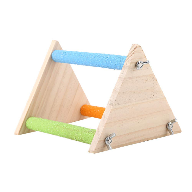 Tnfeeon Wooden Perch for Bird, Colorful Bird Cage Standing Toy Grinding Claw Perches toy for Parrots Parakeets Macaws Pet Birds[Triangle] - PawsPlanet Australia